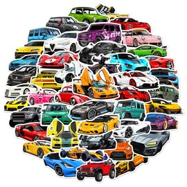 Sports Car Racing Sticker Set 50 Pieces Cute Decoration for Car Laptop Skateboard Bicycle Moped Motorcycle Bicycle Computer Suitable for Adults Children