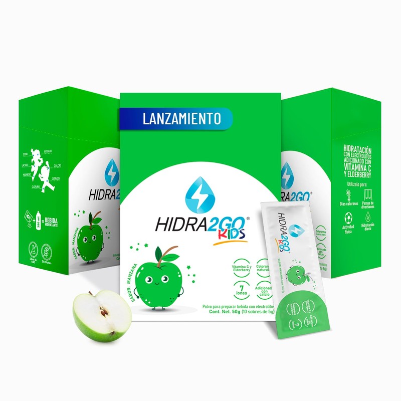Hidra2go Kids, Electrolitos Para Nios, Sin Azcar, Con Vitamina C,
