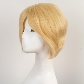 Lilyhair Small Cap Size Natural Scalp Human Hair Wigs With 30% High Heat Friendly Fiber,Short Human Hair Wigs for White Women,Untrimmed Human Wigs for Wig Maker (#26M#613)