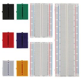 HUAREW Breadboard Kit - Mini Breadboard 170 Points (6 Colours, 6 Pieces) + Breadboard 400 Points Solderless (2 Pieces) + Bread Board 830 Points (1 Piece)