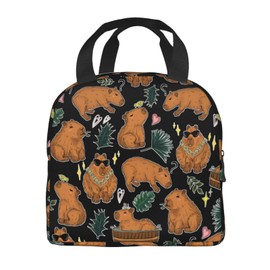 Zminciu Capybara Lunch Bag Reusable Zipper Closure Leakproof Insulated Lunch Box Cooler Tote Bag Food Container Snack Bag