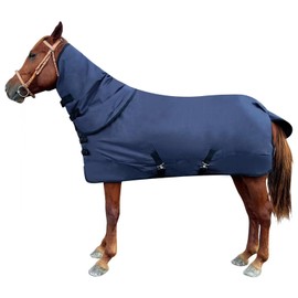 Horse Blanket Waterproof Winter Horse Blanket 1200D Ripstop Horse Turnout Blanket Medium Weright Filling with Detachable Neck Cover 81 Navy Blue