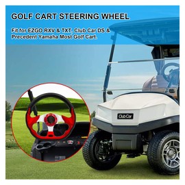 Golf Cart Steering Wheel Fit for EZGO RXV & TXT, Club Car DS, Club Car Precedent, Yamaha, Most Golf Cart (Red)