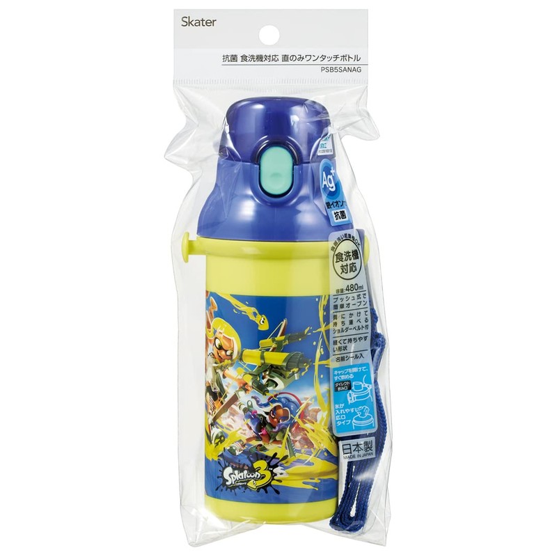 Skater PSB5SANAG-A Water Bottle, 16.9 fl oz (480 ml), Splatoon