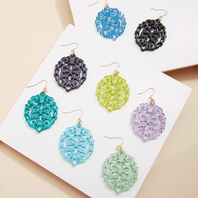 ZENZII Modern Damask Pattern Resin Earring (Black)