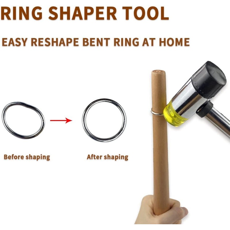 Jewelers Rubber Hammer Mallet with Wood Ring Mandrel Sizer Sizing