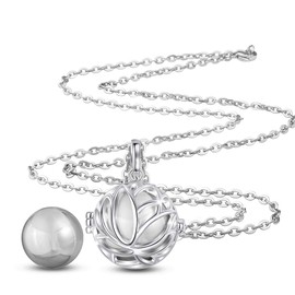 AEONSLOVE Harmony Necklace Pregnancy, Lotus Harmony Ball Music Angel Chime Caller Bell 20mm Wishing Balls Bola Necklaces Pregnancy Gifts for Mom Baby Shower Pregnant Women