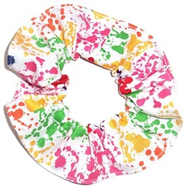 Crayon Art Rainbow Hair Scrunchies Ponytail Holders handmade by Scrunchies by Sherry (White)