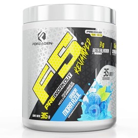 Forzagen | F5 Pre-Workout Revamped | 3 g Beta Alanina | 1.5 g Citrulina | 150 mg Cafeina | 35 Servicios | Pre Entrenamiento | 315g | (315 g, Mora Azul