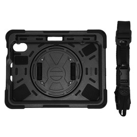 Tablet Protective Case for IOS Mini 6 3 Layer Drop Protection Tablet Case with Hand Strap Kickstand Shoulder Strap Black