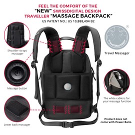 Swissdigital Design Men's Massage Backpack，USB Charging Port Large Capacity Laptop Backpack Suitable for Business Work (Pearl SD1005M-01)