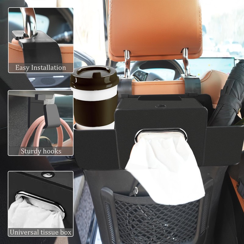 Car Back Seat Organizer with Multi-Pocket Design Leather Organizer with