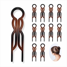 wilcractk U-Shaped Hair Fork Hairstyle Aid - Set of 10 Acrylic Hairpins for Bun & Updos - Sturdy Hair Fixer for Elegant Bun Styles - Ideal for Everyday & Festivals