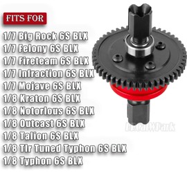 BRCatWPark Aluminum Center Differential 50T Upgrades Part for Arrma 1/7 Big Rock/Felony/Fireteam/Infraction/Mojave 6S BLX,1/8 Kraton/Notorlous/Outcast/Talion/TLR Tuned Typhon/Typhon 6S BLX,Red