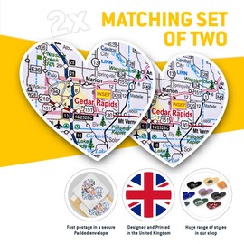 2 x Heart Vinyl Stickers 15 cm - Cedar Rapids Iowa America USA Travel Map 44547