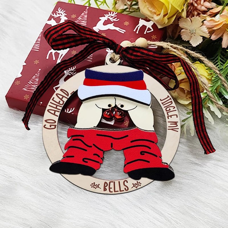 Jingle Bell Christmas Tree Ornaments, Wooden, Unique Stocking Stuffer Gift