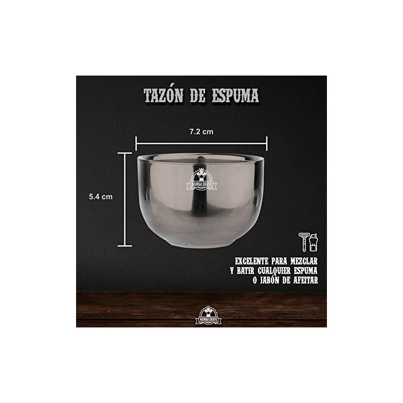 Mamba Shave Tazón de Espuma de Rasurar Plateado. Jabonera/Bowl de