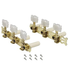 Gold-plated 3-on-a-plate-tuner Lyra Style Classic Guitar String Head Tuning Pin Key Tuner Set, Guitar String Machine Heads Tuning Pegs Keys Pearloid Butterfly Button GOLD QH-JD-001G