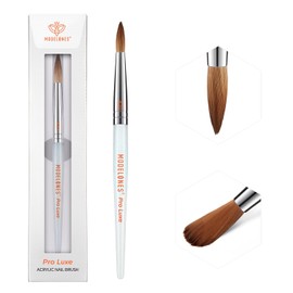 Modelones Pro Luxe Acrylic Nail Brush, 100% Pure Kolinsky Sable Hair Size 10 Oval Crimped Shaped Sturdy Ergonomic Handle for Acrylic Powder Sculpting Nail Art Brushes Professional Salon DIY Use