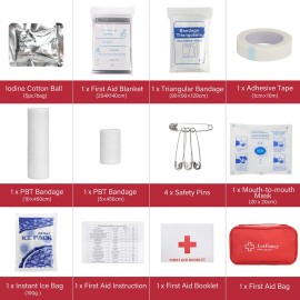 LotFancy 134PCS First Aid Kit Bag Multi Purpose Emergency Survival Travel Kit Pouch