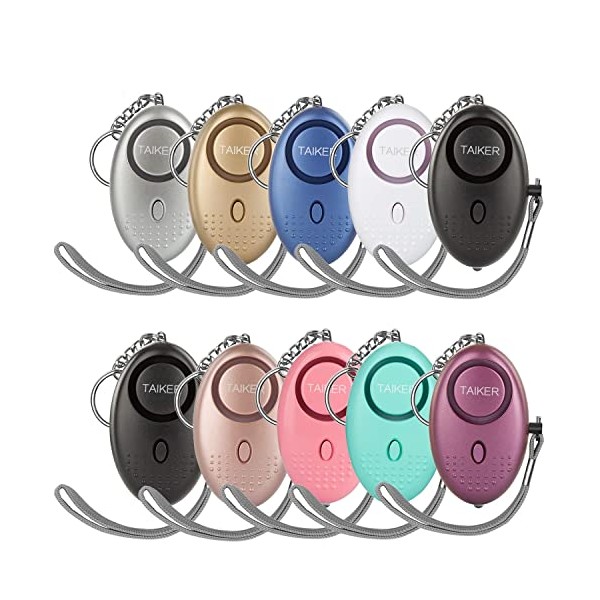 Personal Alarm for Women, 10 Packs 140DB Emergency Self-Defense Security Alarm Keychain with LED Light for Women Kids and Elders (Colorful)