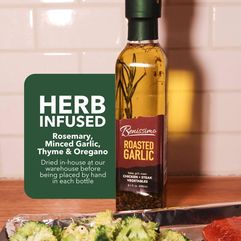 Benissimo Roasted Garlic Herb Infused Oil, All Natural, Farm Fresh