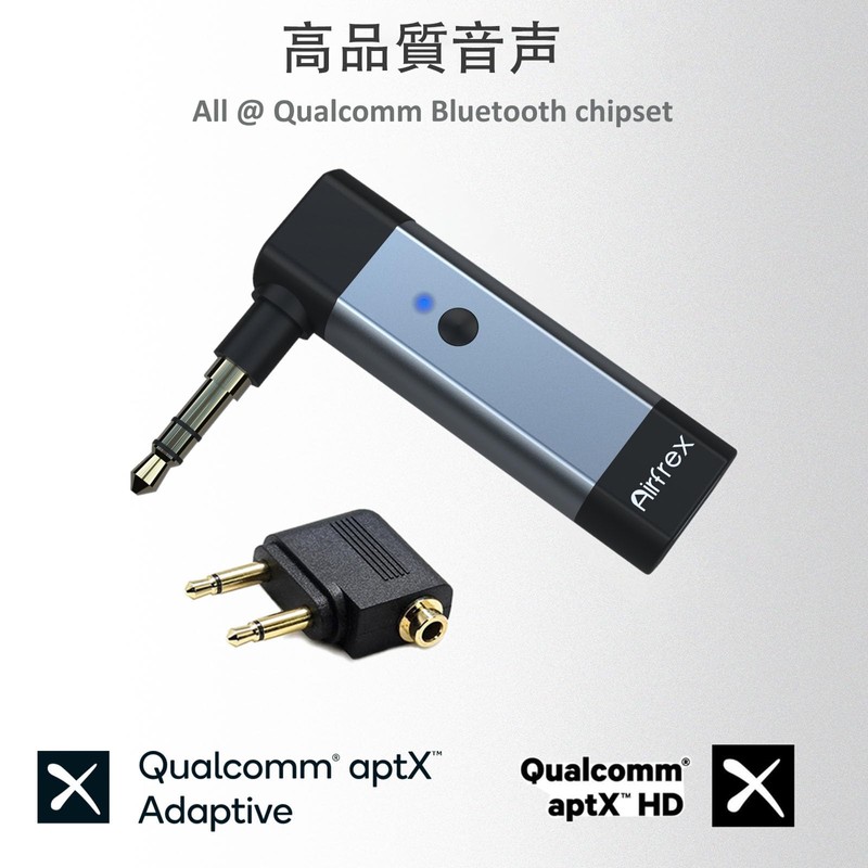 Airfrex Bluetooth Transmitter - with 3.5mm AUX Jack, Dual Link,