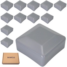 SKIR'CO (12 pieces) fence post caps, square, 60 x 60 mm, grey plastic caps for fence posts, window grey, RAL 7040