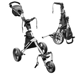 FLAGTAG Golf Push Cart 3 Wheel, Folding Golf Cart with Foot Brake,Cooler Bag, Umbrella Holder, Cup Holder, Storage Compartment