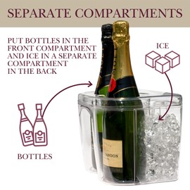 Ice Chilled Wine Bottle Server - 750ml Champagne & Wine Bottle Chiller | Elegant Shatter Resistant Cooler Bucket for Parties, Kitchens, Bars and Outdoors | Keeps Pre-Chilled Bottles Cooler Longer