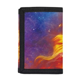 COEQINE Boys Wallet Age 11-15,Baseball Kids Wallet, Trifold Wallet 3D Fire Ball Pattern Moneybag Cases With Pockets,Purple