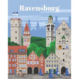 Ravensburger CreArt 23685 - Colourful Ravensburg - Painting by Numbers Adults and Children from 12 Years - Anniversary 50 Years Ravensburger Blue Triangle