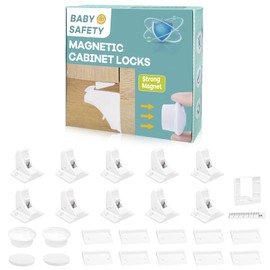 Magnetic Cabinet Locks Baby Proofing - Children Proof Cabinet Drawers Safety Locks (10 Locks and 2 Keys)
