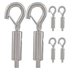 Jiozermi 6 PCS Portable Hook, Eye Light Duty Wire Rope Tension for Stainless Steel Cable Guide Wire Rope Light Hanging
