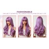 Peluca de Pelo Largo Morado, Fibras, Agarre Suave, Elasticidad Ajustable,