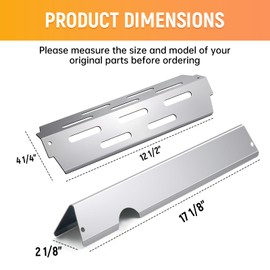 RuiTEERS Grill Flavorizer Bars for Weber Genesis II E-410, S-410, LX E-440, S-440, Weber Genesis 2 66041, 66033, 66796, Heat Deflectors BBQ Grill Heat Plate, 17" Stainless Steel Grill Flavor Bars