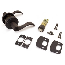 Hampton Privacy Lever Set by FPL Door Locks for Left Hand Bedroom and Bathroom Doors in Oil Rubbed Bronze Finish