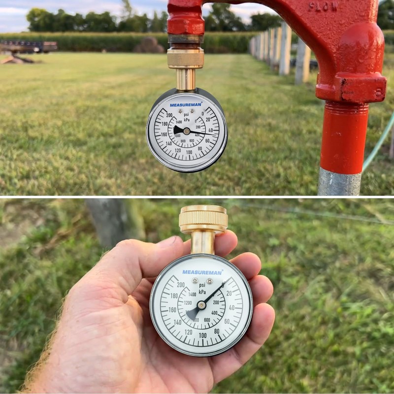 MEASUREMAN 0-200 PSI Water Pressure Gauge, 2-1/2'' Dial, Hose bib