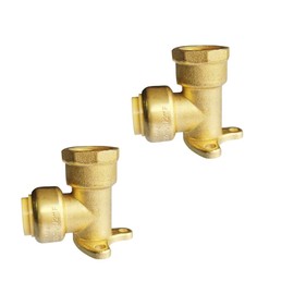 HQMPC 90 Degree Drop Ear Elbow, Push Fit Plumbing Fittings 2Pcs Push-to-Connect, No Lead Brass PEX Fittings for PE-RT, CPVC Pipe 1/2" Push Fit x 1/2" NPT Female Adapter with Disconnect Clip