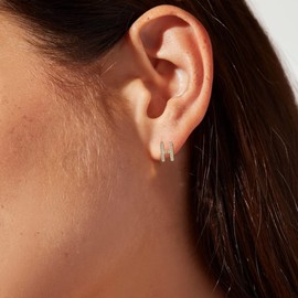 FANZE 925 Sterling Sliver Cubic Zircon Letter Initial Hoop Earrings for Women Gold Dainty Trendy Jewelry Gifts for Birthday Chrismas Valentines Mothers Day