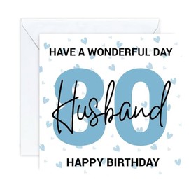 happy 80 80th Birthday Husband Card age (envelope included)