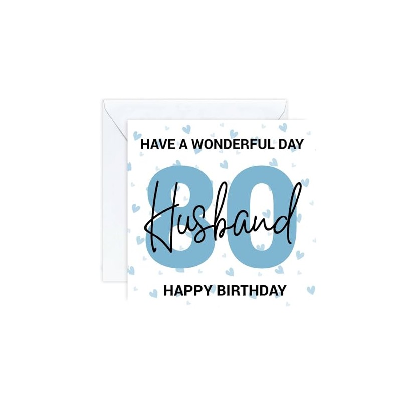 happy 80 80th Birthday Husband Card age (envelope included)