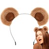 Diadema de orejas de oso café, diadema esponjosa, para adultos,