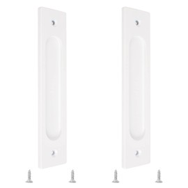 MOROBOR 180MM Rectangual Recessed Sliding Door Pulls, 2pcs Warm White Flush Pull Aluminum Alloy Closet Door Finger Pulls with Mounting Screws for Sliding Barn Door