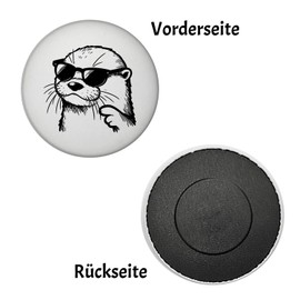 Cool Otter with Sunglasses Magnet Round Funny Water Marten Humour Animal Magnet Round River Otter Sea Otter with Glasses