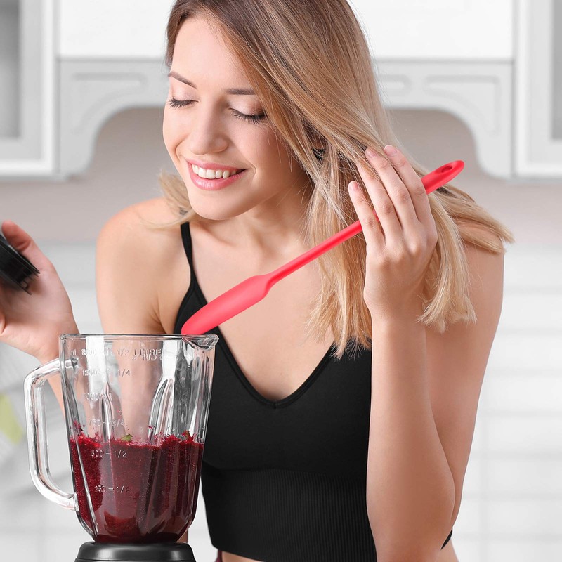 Long Handle Silicone Jar Spatula Non-Stick Rubber Scraper Heat Resistant