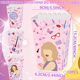 LaVenty Singer Theme Popcorn Boxes Party Favor Bags Singer Theme Birthday Party Supplies Gift Bags Kids Candy Treat Bag for Birthday Wedding Bridal Shower