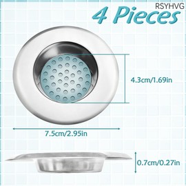 4 Pcs Stainless Steel Sink Strainersink strainer shower drain hair Kitchen Sink Strainer Hair Catcher for Shower Drain Sink Plug Strainer 75mm Drain Hair Catcher for Kitchen, Bathroom, Bathtub