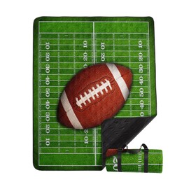 Smell Sunshine Outdoor Picnic Blanket Portable Ultrasonic Waterproof Picnic Mat Football Printed Camping Beach Mat for Sand and Wet Grass Hiking (Football S)
