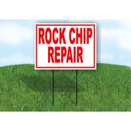 Rock Chip Repair RED - Double Sided Yard Sign ROAD SIGN with Stand